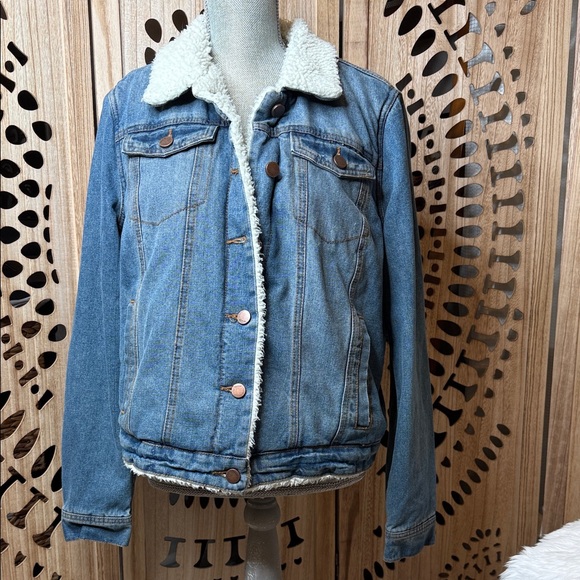 Jou Jou Jackets & Blazers - Jou Jou Blue Denim Jacket with Cream Sherpa lining